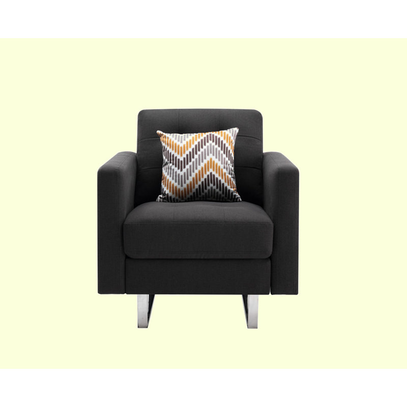 Upholstered Armchair, Dark Gray Linen