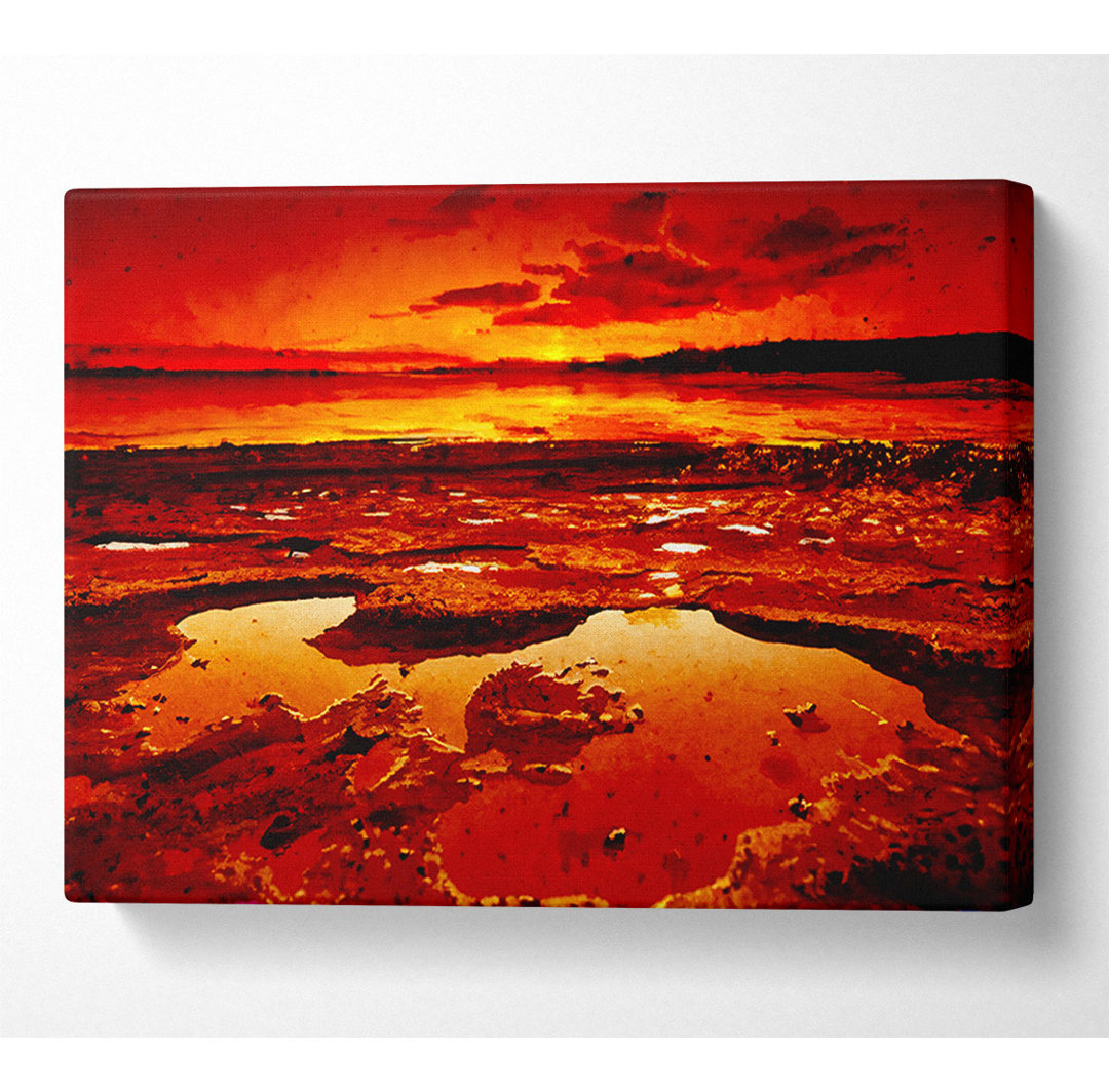 Atemberaubende Orange Water Bay - Wrapped Canvas Art Prints