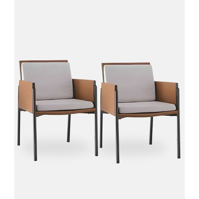 Chaise de salle à manger en cuir italien, Orange