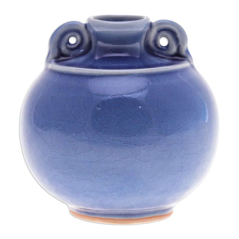 Novica Handmade Thai Blue Celadon Ceramic Vase
