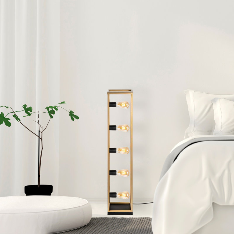 Elegant Gold Floor Lamp, Metal Body, 8.3 x 8.3 x 40.2 inches | 250 cm Cable with On/Off Switch | 5 x E27 Socket (Max 40W) | Ideal for Living Room, Bedroom & Office Decor | Stylish & Durable Design