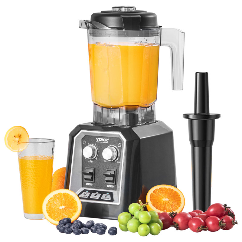 VEVOR Black Stainless Steel Commercial Countertop Blender with Variable Speed