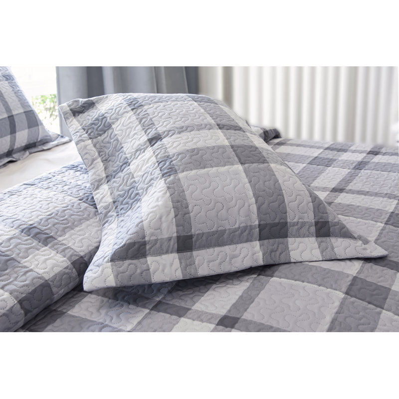 Polyester Standard Plaid Quilt, Twin Quilt + 1 Standard Shams