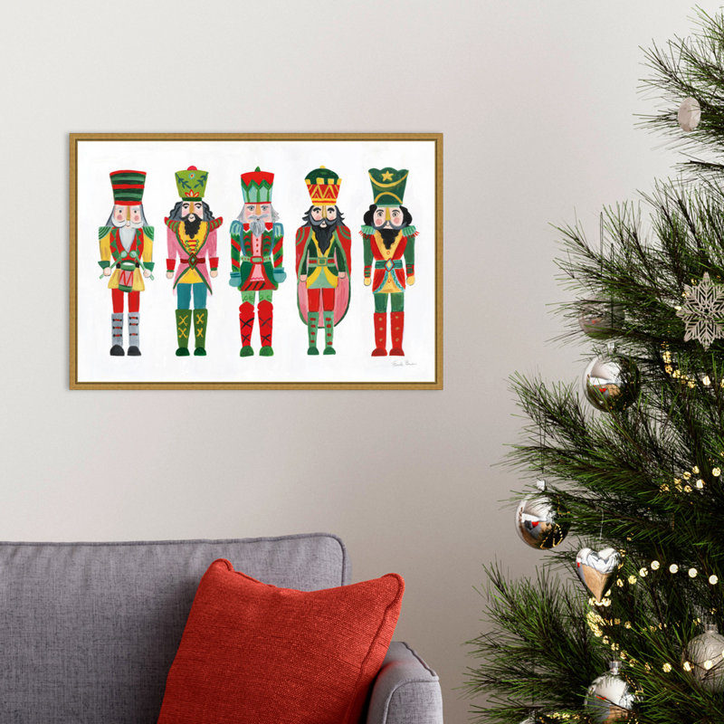 «Holiday Nutcrackers I» par Farida Zaman, reproduction d'art sur toile encadrée, H 16 po x l 23 po