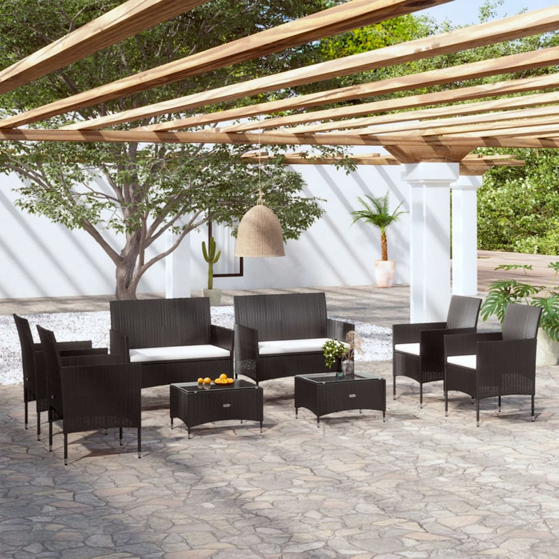 Lounge Sofa Seating Group, Black, Cream/White