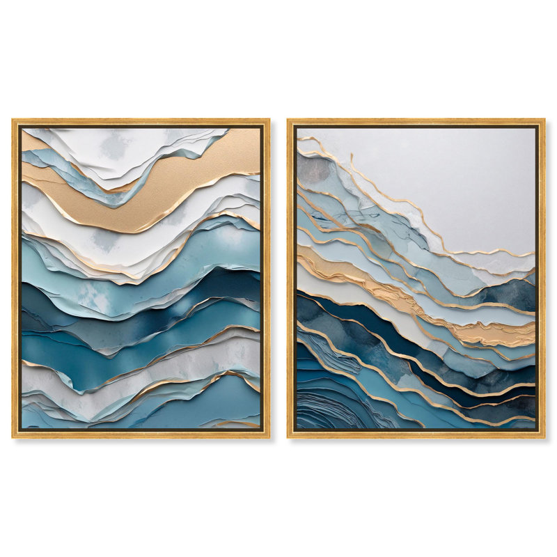 Golden Waves, Cadre flottant doré, H 20 po x l 16 po