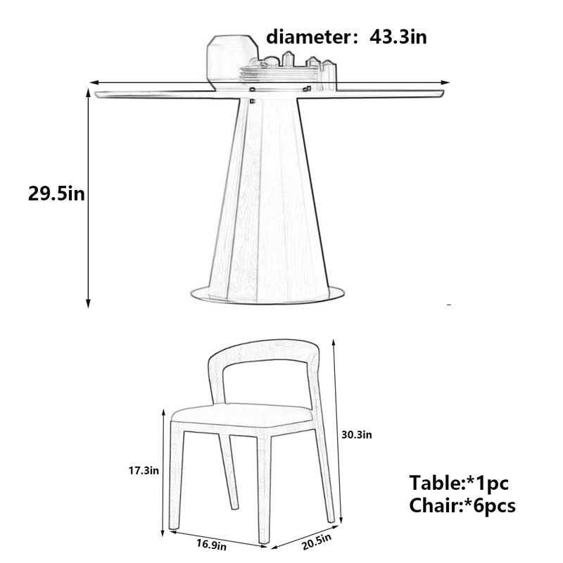 Table de salle à manger de luxe en bois de noyer - stable et élégante, H 29,5 po x L 43,3 po x l 43,3 po