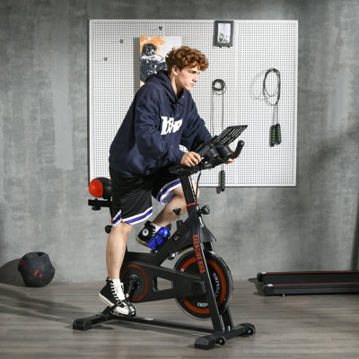 HOMCOM Upright Exercise Bike 8kg Flywheel Adjustable Resistance Black