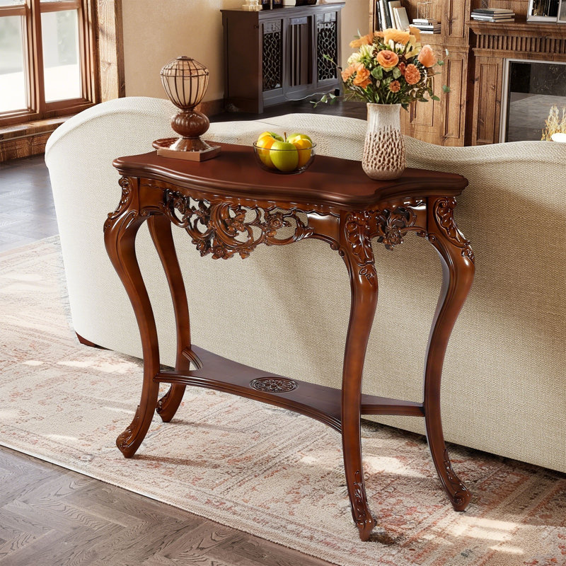 37.6" Console Table, Retro Elegant Two-Tier Entryway Hallway Table