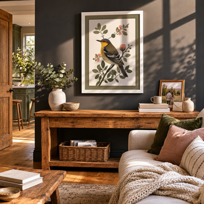 Goldfinch on Branch Botanical - Framed Print