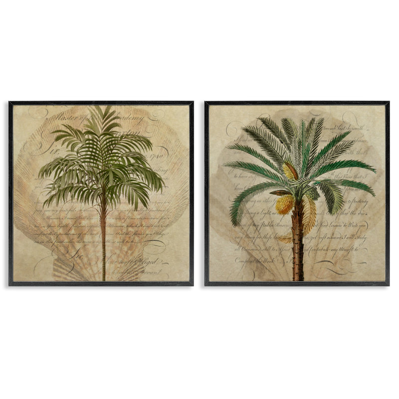 Ensemble de giclées encadrées 2 pièces Subdued Tropical Palms, design par Steve Hunziker, H 12 po x l 12 po