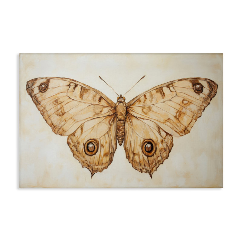 Sépia, papillon rétro, toile par Petal Prints Design, H 16 po x l 24 po