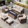 5 - Person Outdoor Wicker Patio Conversation Set with Swivel Chairs