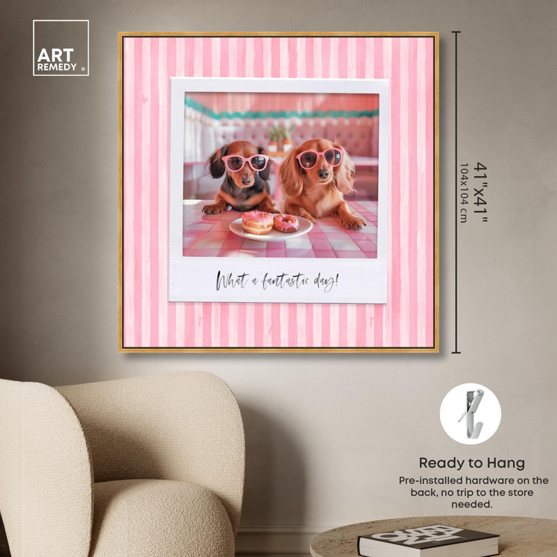 «Donut Date», reproduction d'art sur toile pour enfants par Art Remedy, H 41 po x l 41 po x P 1,8 po, Cadre flottant doré
