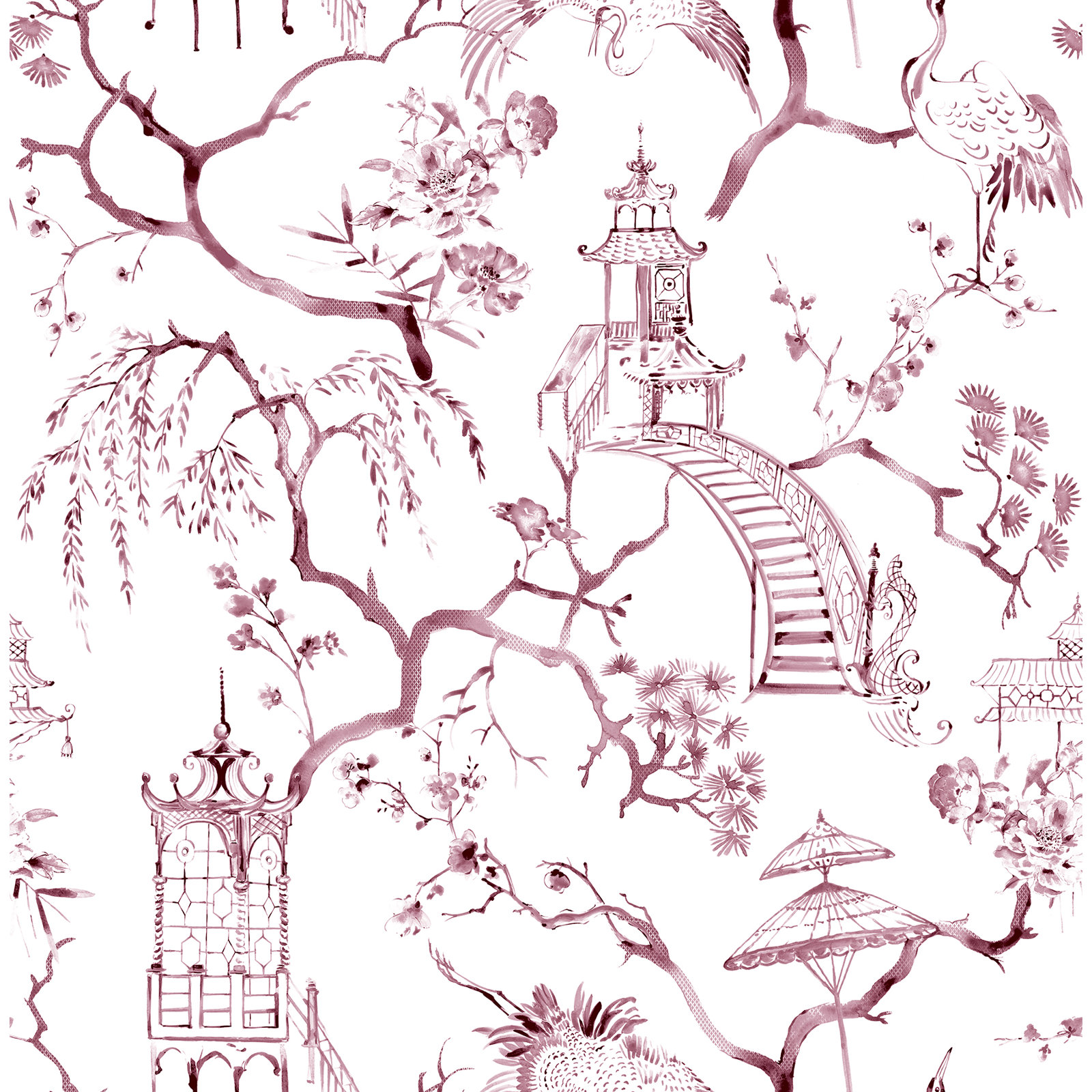 Breene NON-PASTED,UNPASTED Floral Wallpaper, Purple