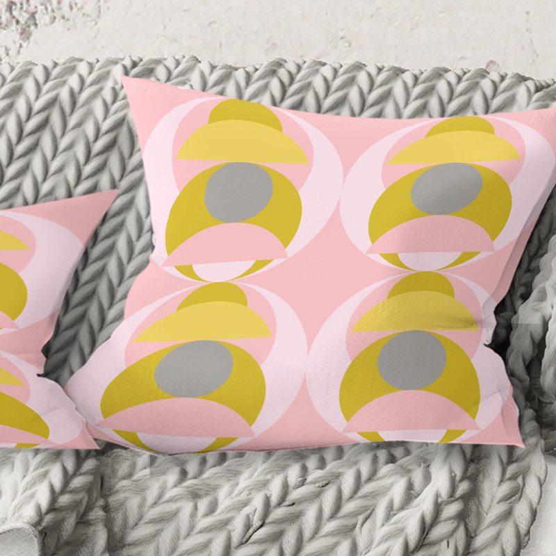 Coussin décoratif rétro Mid-Century, 18 po x 18 po