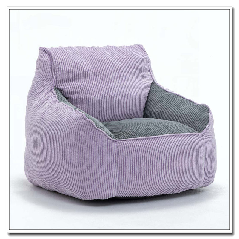 Grand fauteuil à billes en velours côtelé avec accoudoirs Comfy, Gris, mauve