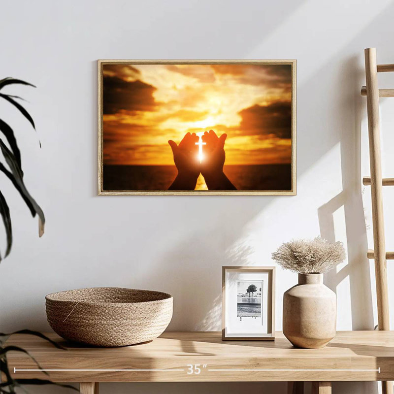 Religion, 19 po x 13 po, Cadre flottant en bois naturel