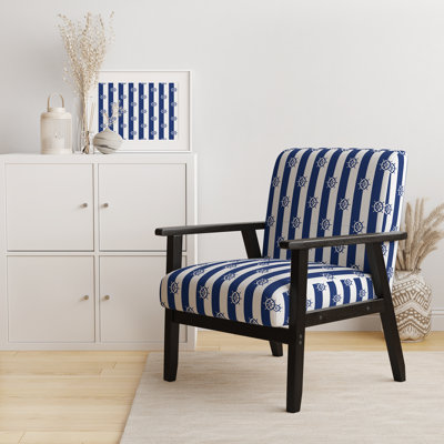Fauteuil d'appoint rembourré à motif blanc et bleu
