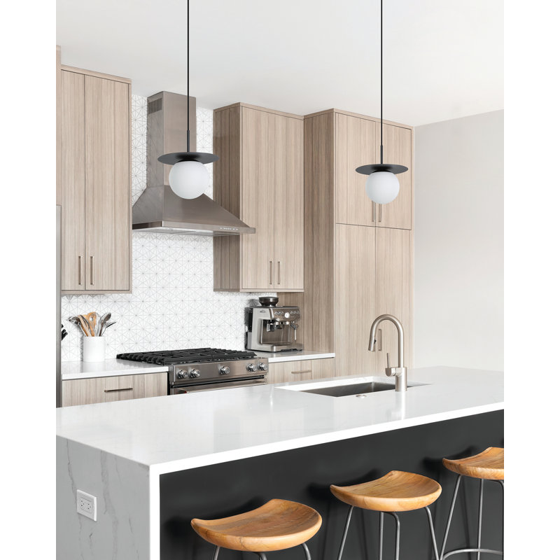 Mini-luminaire suspendu 1 lumière Cathy, Noir structuré