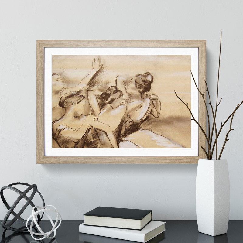 Study of Ballet Ballerina Dancers Vol.1 by Edgar Degas - Framed Print, 27cm H x 36cm W x 2cm D, Oak Framed