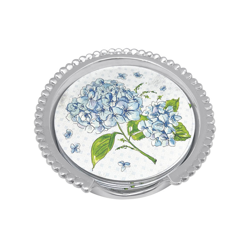 Hydrangea Coaster Set with Holder