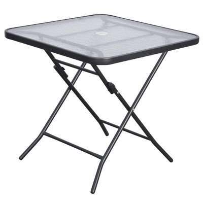 Cleodal Square Tempered Glass Outdoor Folding Dining Table