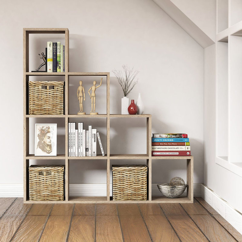 Manderup 123.6 cm H x 120 cm W Cube Bookcase, Oak
