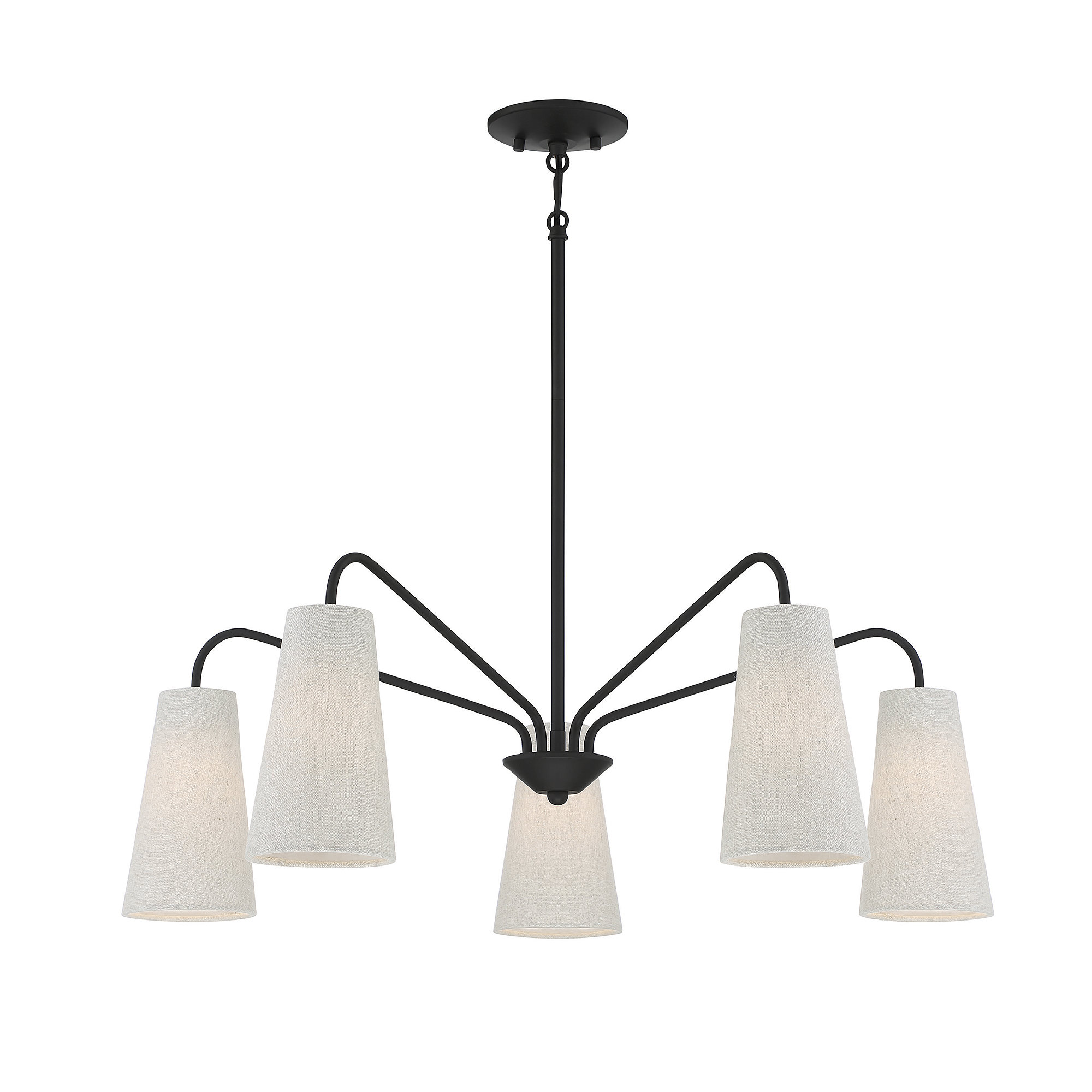 Cher 5 - Light Metal Dimmable Chandelier, Black, Off White/Brown Flecks