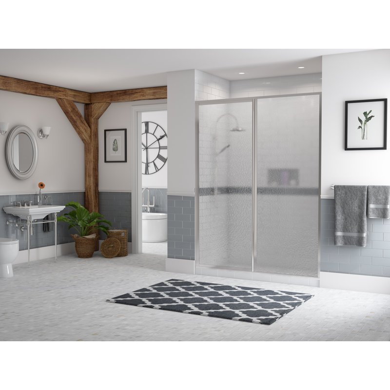 Legend Series 45" x 66" Hinged Framed Shower Door, Brite Silver (Chrome), Clear