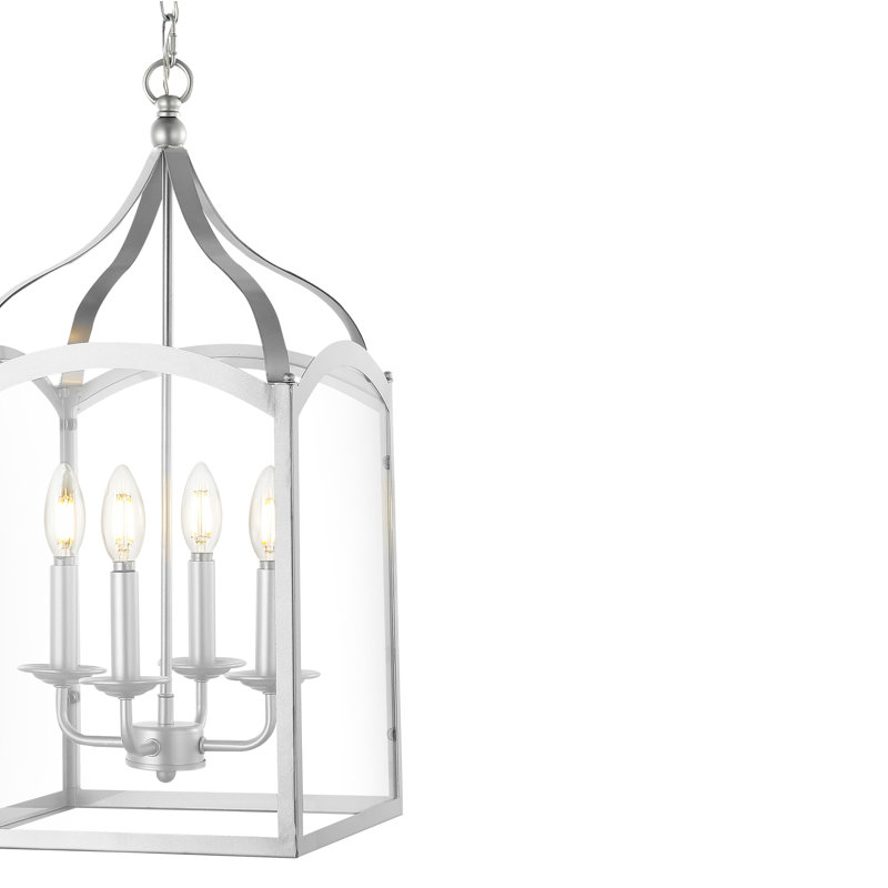 Luminaire suspendu rectangulaire à 4 lumières Viraj, Argent