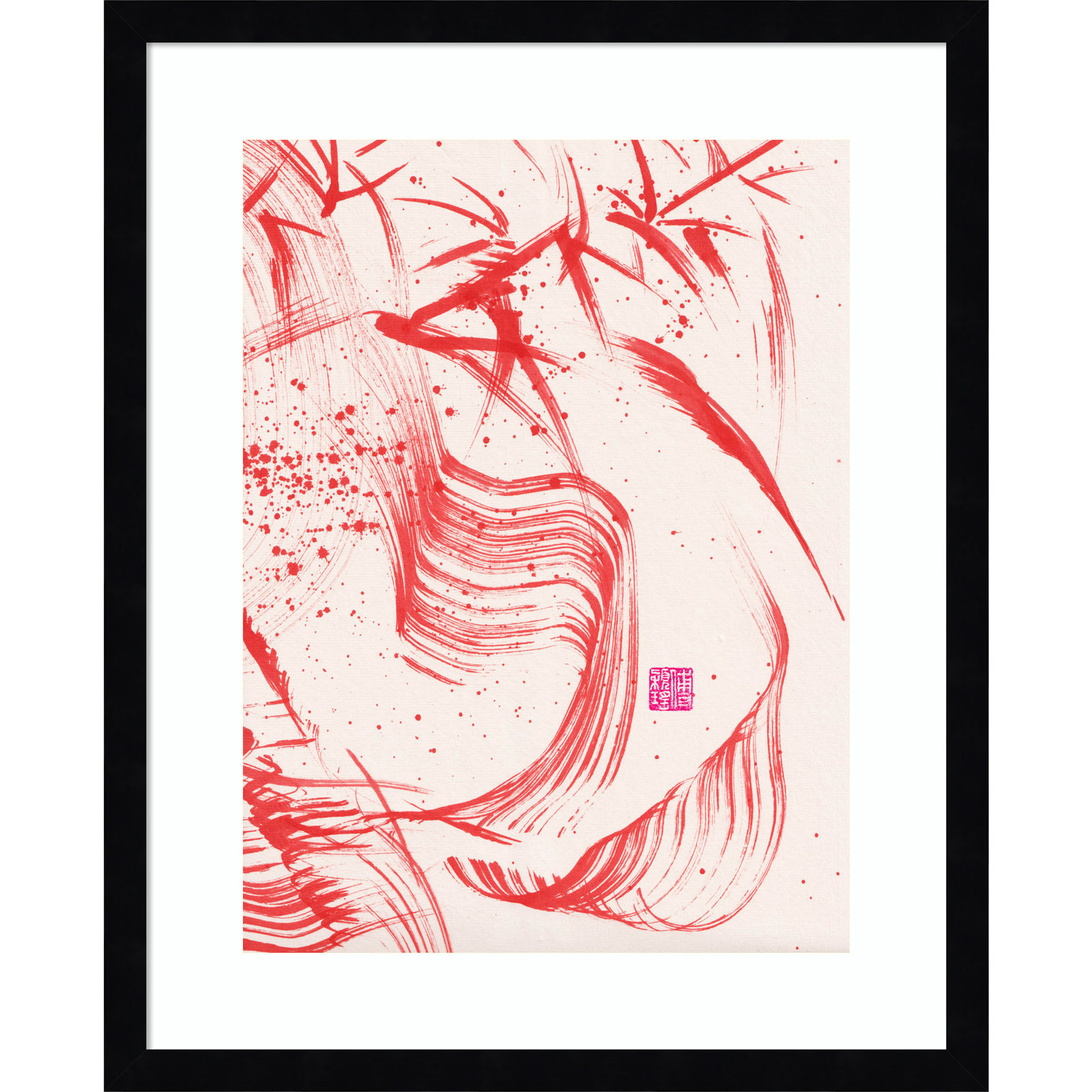 Lemma "Zen Bamboo Ink Abstraction 2" Print, 21" H x 17" W, Black