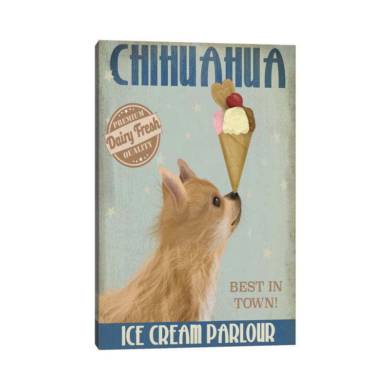 Chihuahua, Long Haired, Ice Cream by Fab Funky - Wrapped Canvas Gallery-Wrapped Canvas Giclée, 20.32 cm H x 30.48 cm W