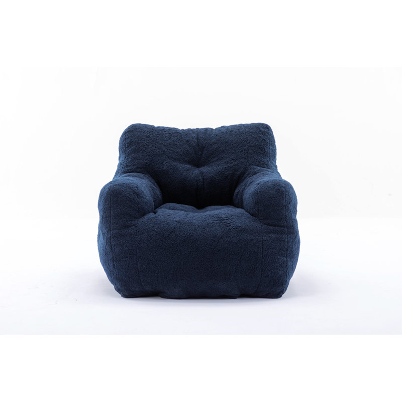 Almon Upholstered Armchair, Dark Blue Teddy Fabric