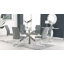 Vogo Modern Design Chrome and Glass Dining Table Set with 4 Quilted Faux Leather Dining Chairs-1789986864