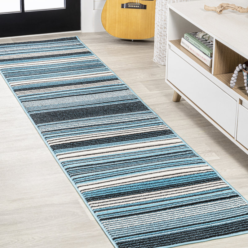Tapis bleu / bleu marine Angeal, Tapis de couloir 2 pi x 8 pi
