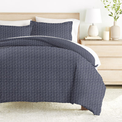 Duvet Cover Set Patterned Microfiber Ultra Soft Bedding in Blue Diamond