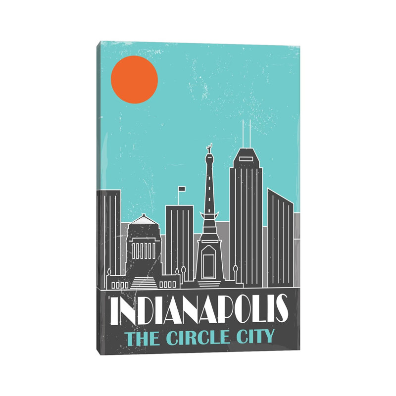Indianapolis, Sky Blue - Print on Canvas, 66.04 cm H x 45.72 cm W x 3.175 cm D, Wrapped Canvas