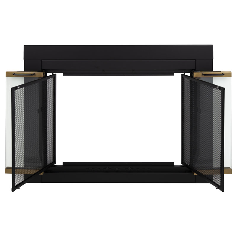 Portes de cheminée en acier de style armoire Abdal, H 28 po x l 37,5 po x P 0,95 po, Nickel Skyline
