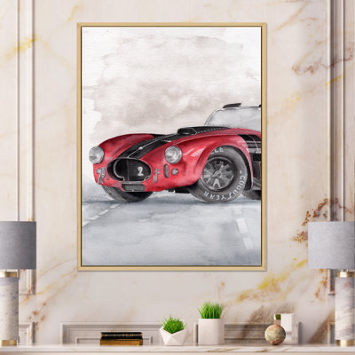 «Beautiful Old Red Car on the Grey», reproduction sur toile