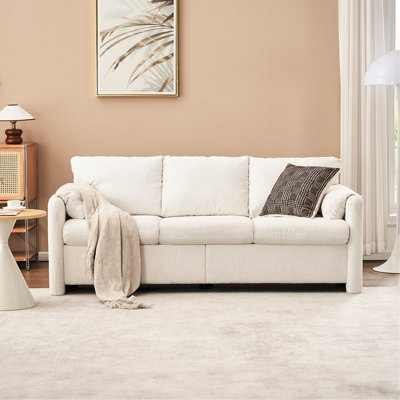 77 po 3 po en blanc, design moderne avec tissu chenille et coussins en mousse confortables blancs, 77 po, rembourrage de style haut pour un siège confortable