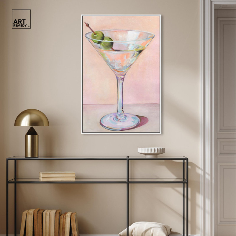 "Cocktail Time", impression côtière tendance par , H 37 po x l 25 po, Cadre flottant blanc