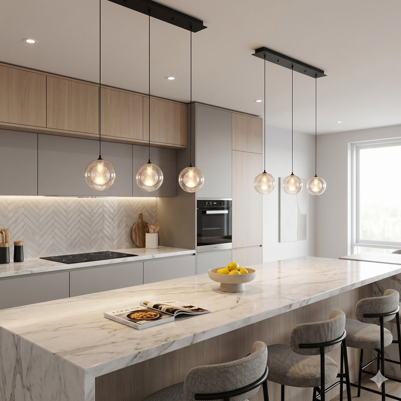 Riverdale 3 - Light Kitchen Island Pendant, Matte Black