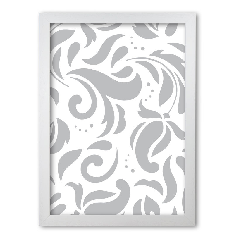 Floral Pattern - Painting, 42 cm H x 30 cm W x 5 cm D, White Grain Frame
