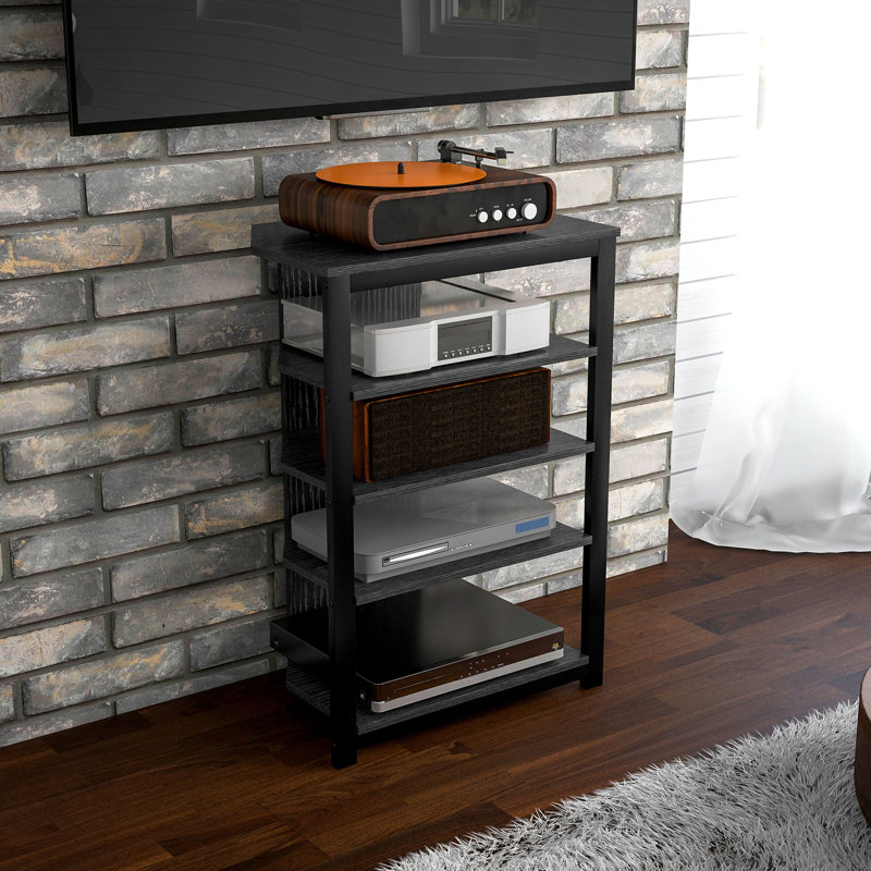 TV Stand For 28 Inch Tvs, Entertainment Center With Adjustable Shelves And Extension Lead Holder, Small TV Table With Storage For Living Room