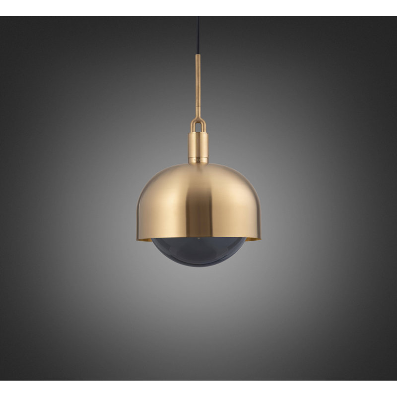 Luminaire suspendu fourchu / abat-jour / globe / opale, Fumé / laiton