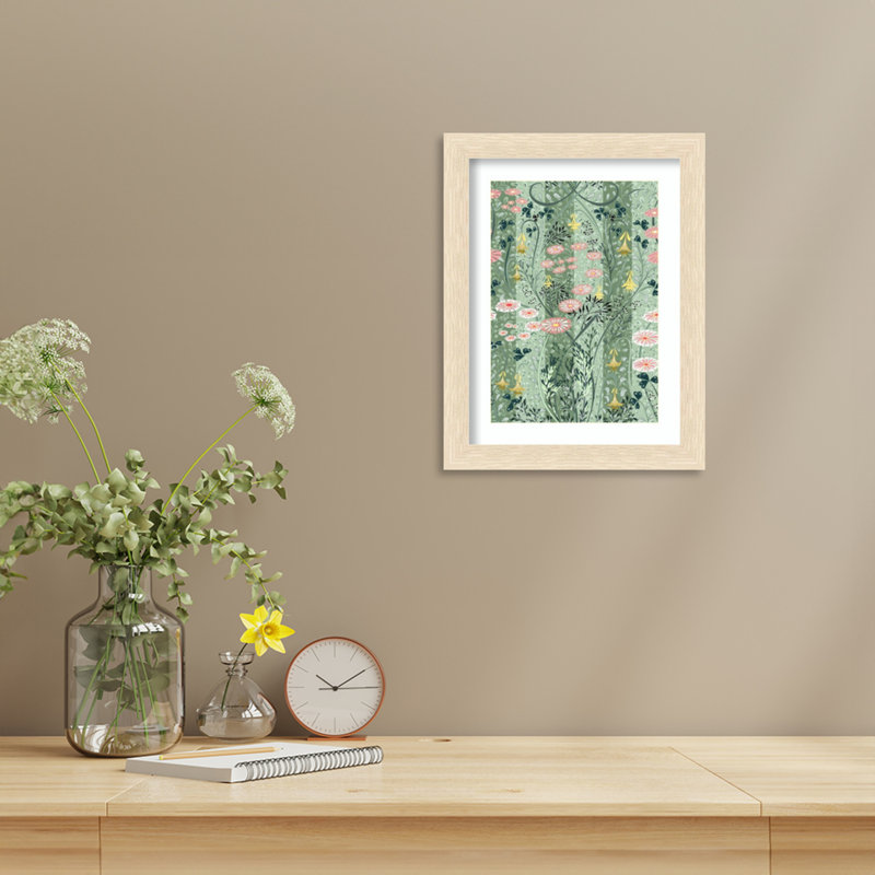 «Meadow Sage» par Fuselier, impression sur bois encadrée, Rayures de grain de bois blond, H 14 po x l 11 po