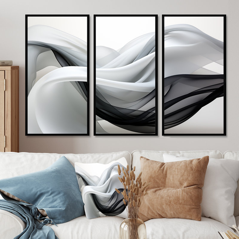 Ensemble d'art mural liquide, Cadre flottant noir, H 40 po x l 60 po x P 1 po
