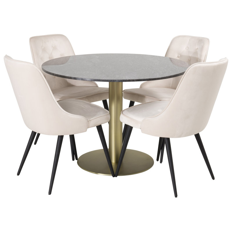 Dray 4 - Person Dining Set, Beige/Black