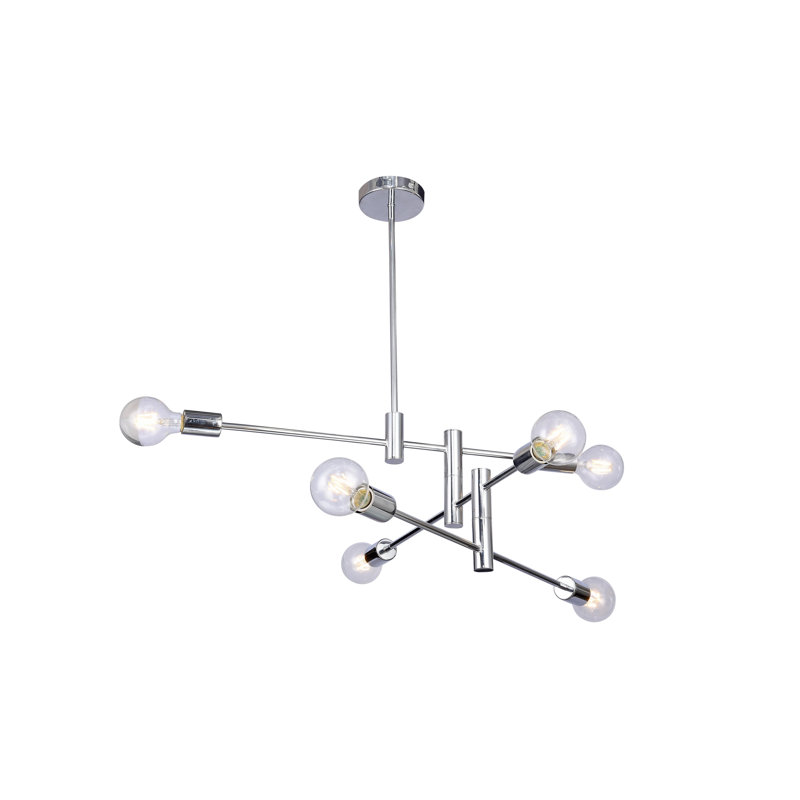 Fowey 6 Light Gold Sputnik Chandelier, Chrome